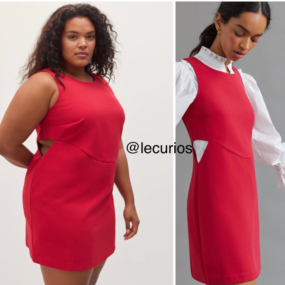 NWT Anthropologie Cut-Out Shift Dress. Plus Size. Red color